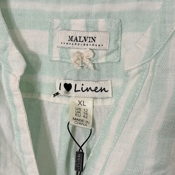 New Linen Pastel Striped Shirt Dress XL Coastal Beachy Old Money Preppy Minimal - Picture 6 of 12